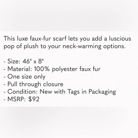 Apparis NWT Faux Fur Scarf - Picture 5 of 5